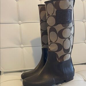 Coach Signature Pattern Brown and Tan Boots
